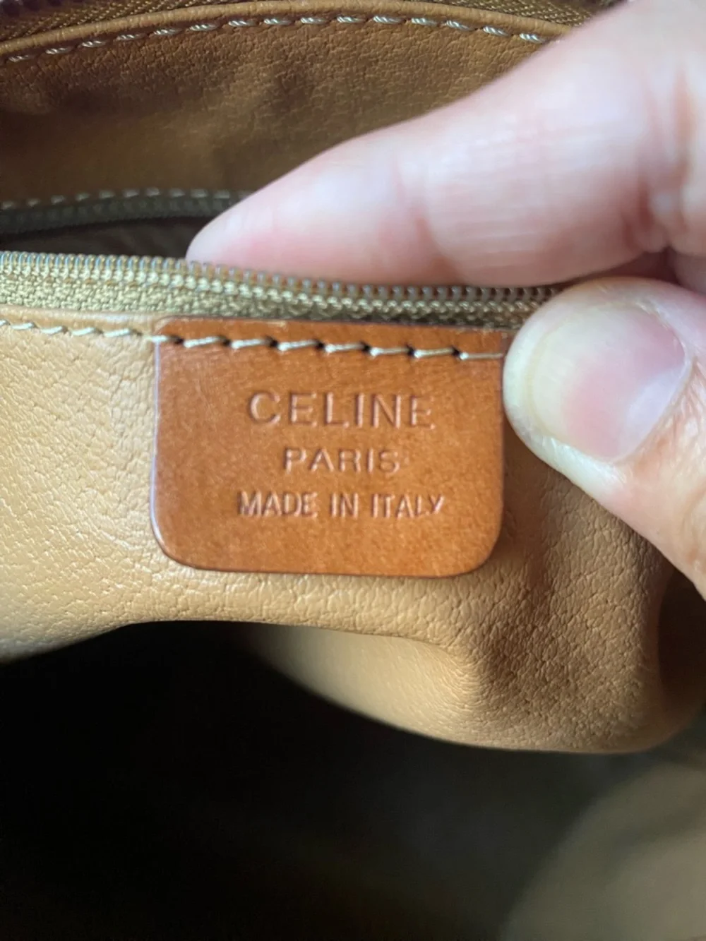 Celine Beige Monogram Satchel with Tan Trim - Picture 10 of 16